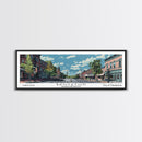 Brockton Massachusetts Panoramic Painting, Mid Century Modern Framed Canvas Print, Retro Pop Art Travel Poster, Home Decor, City Art