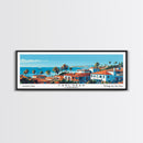 Carlsbad California Panoramic Painting, Mid Century Modern Framed Canvas Print, Retro Pop Art Travel Poster, Living Room Wall Art, City Print