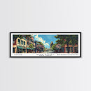 High Point North Carolina Panoramic Painting, Mid Century Modern Framed Canvas Print, Retro Pop Art Travel Poster, Living Room Wall Art