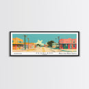 Pearland Texas Panoramic Painting, Mid Century Modern Framed Canvas Print, Retro Pop Art Travel Poster, City Art, Office Wall Decor, Living Room Art