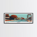 Mesa Arizona Panoramic Painting, Mid Century Modern Framed Canvas Print, Retro Pop Art Travel Poster, Living Room Decor, Gift Idea