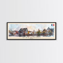 Strasbourg France Panoramic Travel Poster, Framed Canvas Print or Metal Wall Art, Travel Art, Home Decor, Panoramic Painting, Midcentury Art