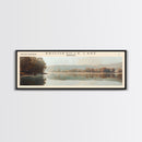 Brookville Lake Indiana Framed Canvas Print, Lake House Decor, Panoramic Wall Art, Travel Poster, Rustic Lake Painting, Nature Art
