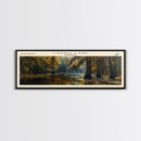 Caddo Lake Louisiana Framed Canvas Print, Lake House Decor, Panoramic Wall Art, Travel Poster, Rustic Lake Painting, Nature Art