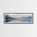 Canobie Lake New Hampshire Framed Canvas Print, Panoramic Lake House Art, Wall Art, Travel Poster, Modern Lake Painting, Nature Art