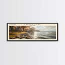 Cayuga Lake New York Framed Canvas Print, Lake House Art, Panoramic Travel Poster, Wide Wall Art, Modern Lake Painting, Home Decor