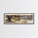 Clearwater Lake Framed Canvas Print, Lake House Art, Panoramic Travel Poster, Wide Wall Art, Modern Lake Painting, Home Decor
