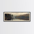 Coralville Lake Iowa Framed Canvas Print, Lake House Art, Panoramic Wide Art, Travel Poster, Modern Lake Painting, Nature Art