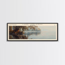 Lake Leelanau Michigan Framed Canvas Print, Lake House Decor, Panoramic Wall Art, Travel Poster, Serene Waterscape Painting, Rustic Art