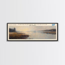 Manasquan Reservoir New Jersey Framed Canvas Print, Lake House Decor, Panoramic Wall Art, Travel Poster, Beautiful Landscape Painting, Modern Art