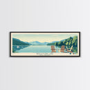 Beech Fork Lake West Virginia Framed Canvas Print, Panoramic Wall Art, Midcentury Modern, Pop Art, Travel Poster, Scenic Lake House Decor, Bedroom Art
