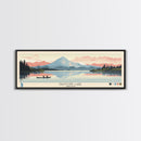 Diamond Lake Oregon Framed Canvas Print, Midcentury Modern Panoramic Wall Art, Bedroom Decor, Pop Art, Travel Poster Art, Scenic Nature Painting