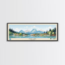 East Lake Oregon Framed Canvas Print, Panoramic Landscape Art, Midcentury Modern, Pop Art, Living Room Wall Art, Travel Poster, Beautiful Nature Art