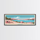 El Vado Lake New Mexico Framed Canvas Print, Panoramic Art, Midcentury Modern, Pop Art, Bedroom Decor, Travel Poster, Serene Lake Art