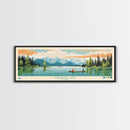 Kukaklek Lake Alaska Framed Canvas Print, Panoramic Wall Art, Midcentury Modern, Pop Art, Living Room Decor, Travel Poster, Bedroom Art