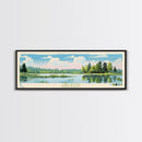 Lake Boon Massachusetts Framed Canvas Print, Panoramic Art, Midcentury Modern, Pop Art, Living Room Wall Art, Travel Poster, Lake House Decor
