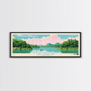 Lake Cumberland Kentucky Framed Canvas Print, Panoramic Art, Midcentury Modern, Pop Art, Living Room Wall Art, Travel Poster, Lake House Decor