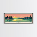 Lake Icaria Iowa Framed Canvas Print, Panoramic Wall Art, Midcentury Modern, Pop Art, Lake House Decor, Travel Poster, Bedroom Art