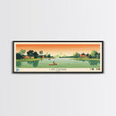 Lake Manawa Iowa Framed Canvas Print, Panoramic Wall Art, Midcentury Modern, Pop Art, Living Room Decor, Travel Poster