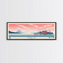 Paulina Lake, Oregon Framed Canvas Print, Panoramic Wall Art, Midcentury Modern, Pop Art, Home Decor, Travel Poster, Living Room Art