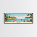 Pickwick Lake, Alabama Framed Canvas Print, Home Decor, Midcentury Modern Art, Panoramic Travel Poster, Wall Art, Pop Art