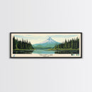 Trillium Lake, Oregon Framed Canvas Print, Lake House Art, Midcentury Modern Decor, Pop Art, Travel Poster, Bedroom Wall Art