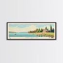 Turkey Creek Lake, Ohio Framed Canvas Print, Lake House Decor, Midcentury Modern Art, Pop Art, Travel Poster, Living Room Wall Art