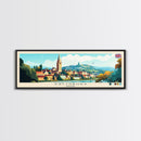 Panoramic Travel Poster Salisbury, England Canvas Print, Salisbury, England Painting, England Art, Salisbury Travel Art, Guest Room Painting