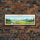 Denali National Park, Panoramic Alaska Travel Art, National Park Print, Minimalist Travel Art, Midcentury Modern Style Landscape