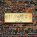 Panoramic Madrid Spain map print poster or framed canvas, Madrid map print poster canvas, city map print poster canvas, Vintage Travel Art