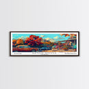 Baton Rouge Louisiana Panoramic Painting Framed Canvas Print, Mid Century Modern Art, Pop Art Style, Travel Poster, Wall Art Decor