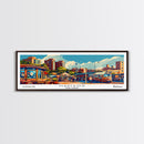 Madison Wisconsin Panoramic Painting, Mid Century Modern Framed Canvas Print, Retro Style Wall Art, Pop Art Travel Poster