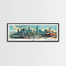 Cincinnati Ohio Panoramic Wall Art, Retro Pop Art Framed Canvas Print, Mid Century Modern Travel Poster, Living Room Decor, Wall Hanging, Office Art
