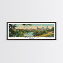 Kansas City Missouri Panoramic Painting, Mid Century Modern Framed Canvas Print, Retro Pop Art Travel Poster, Living Room Decor
