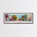 Lees Summit Missouri Panoramic Wall Art, Mid Century Modern Framed Canvas Print, Retro Pop Art Travel Poster, Office Wall Art