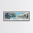 Lewisville Texas Panoramic Painting, Mid Century Modern Framed Canvas Print, Retro Pop Art Travel Poster, Living Room Decor