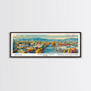 Meridian Idaho Panoramic Painting, Mid Century Modern Framed Canvas Print, Retro Pop Art Travel Poster, Home Decor