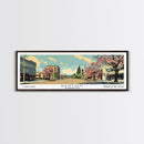 Renton Washington Panoramic Wall Art, Mid Century Modern Framed Canvas Print, Retro Pop Art Travel Poster, City Art, Office Wall Decor, Living Room Art