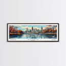 Atlanta Georgia Panoramic Painting, Framed Canvas Print, Mid Century Modern Wall Art, Retro Pop Art Travel Poster, Home Decor, City Art