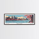Raleigh North Carolina Panoramic Wall Art, Mid Century Modern Framed Canvas Print, Retro Pop Art Travel Poster, Office Decor, Gift Idea