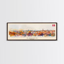 Aarhus Denmark Panoramic Travel Poster, Framed Canvas Print or Metal Wall Art, Travel Art, Home Decor, Panoramic Painting, Midcentury Art