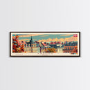 Aarhus Denmark  Panoramic Travel Poster, Framed Canvas Print or Metal Wall Art, Travel Art, Home Decor, Panoramic Painting, Midcentury Art