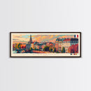 Strasbourg France Panoramic Travel Poster, Framed Canvas Print or Metal Wall Art, Travel Art, Home Decor, Panoramic Painting, Midcentury Art