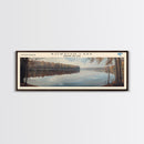 Bowdish Lake Rhode Island Framed Canvas Print, Lake House Art, Panoramic Travel Poster, Wall Art, Modern Lake Painting, Home Decor