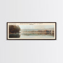 Brookville Lake Indiana Framed Canvas Print, Lake House Decor, Panoramic Wall Art, Travel Poster, Rustic Lake Painting, Nature Art