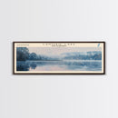 Canobie Lake New Hampshire Framed Canvas Print, Panoramic Lake House Art, Wall Art, Travel Poster, Modern Lake Painting, Nature Art