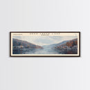 Deep Creek Lake Maryland Framed Canvas Print, Lake House Decor, Panoramic Wall Art, Travel Poster, Modern Lake Painting, Nature Art
