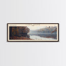 Lake Hope Framed Canvas Print, Lake House Decor, Panoramic Wall Art, Travel Poster, Stunning Lake Painting, Home Art