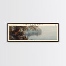 Lake Leelanau Michigan Framed Canvas Print, Lake House Decor, Panoramic Wall Art, Travel Poster, Serene Waterscape Painting, Rustic Art