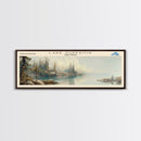 Lake Superior Framed Canvas Print, Lake House Decor, Panoramic Wall Art, Travel Poster, Beautiful Landscape Painting, Modern Art